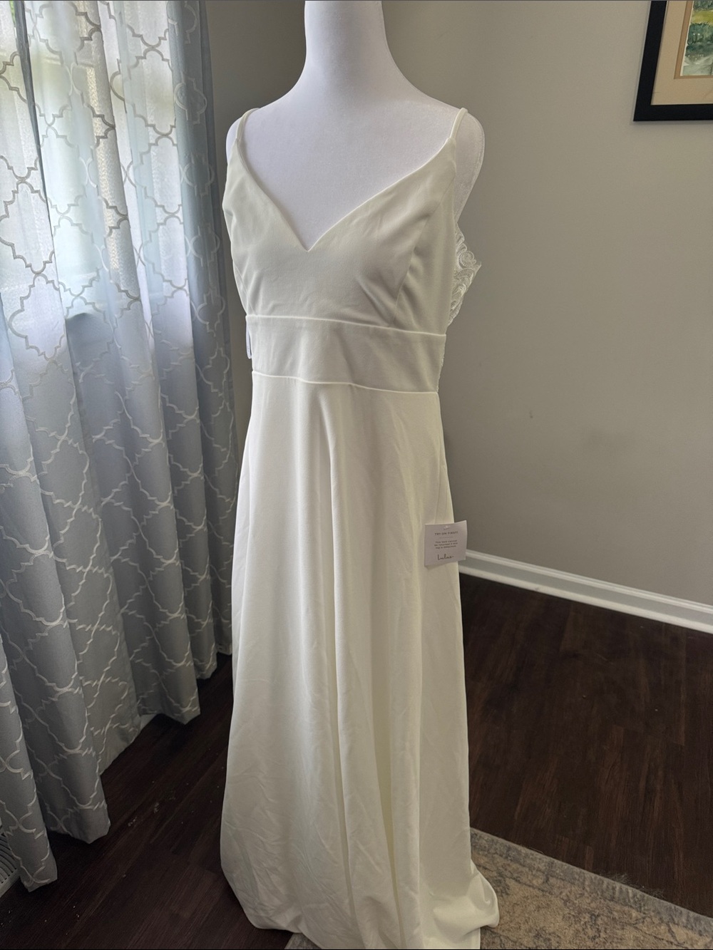 Lulu's Ivory V-Neck A-Line Wedding Dress